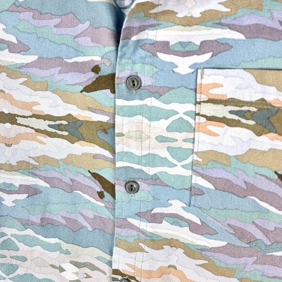 VTG Y2k Altamont Canvas Work Shirt Men S Paint By Number AOP Pastel Camo Skater - Picture 2 of 10